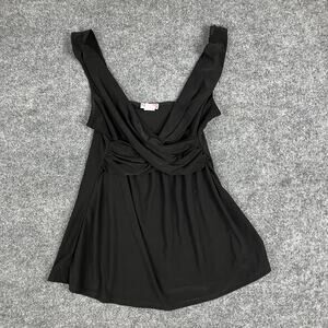 Body Central Dress Womens Large Black Sleeveless Ruched Bodice Fit & Flare